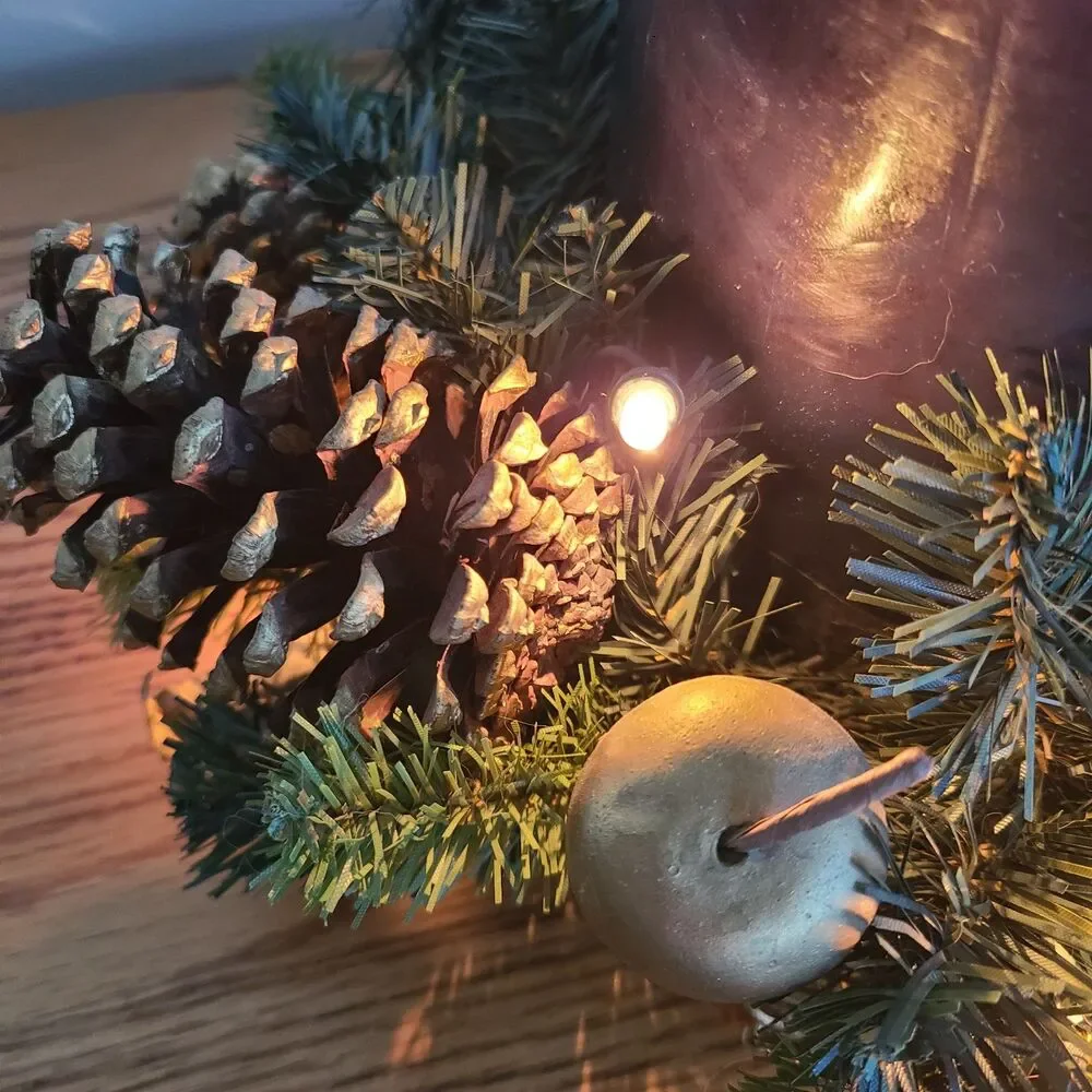 Vintage Light Up Holiday Three-Wick Candle Centerpiece Festive Table Decoration